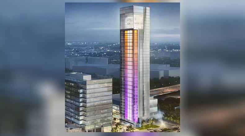 TK Elevator will have a lights show at its Cobb County headquarters at 6 p.m. Friday. (Photo provided by TK Elevator)