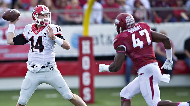 Georgia quarterback Hutson Mason finished with 179 yards and 2 TDs on 10-of-17 passing.