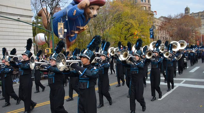 Kennesaw's Harrison High School band marching in the Macy’s Thanksgiving Day Parade on Nov. 24, 2016. Photo courtesy of the Harrison band program.