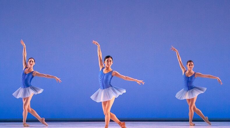 Ashley Wegmann, Sujin Han, and Monika Haczkiewicz of the Atlanta Ballet perform in “Sum Stravinsky” by Kiyon Ross. Contributed by Kim Kenney