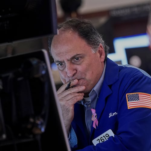 Trader James Conti works on the floor of the New York Stock Exchange, Thursday, Nov. 6, 2025. (AP Photo/Richard Drew)