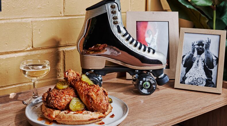 A combo of fried chicken and cornbread waffles is on the menu at Marcus Bar & Grille. Courtesy of Andrew Thomas Lee