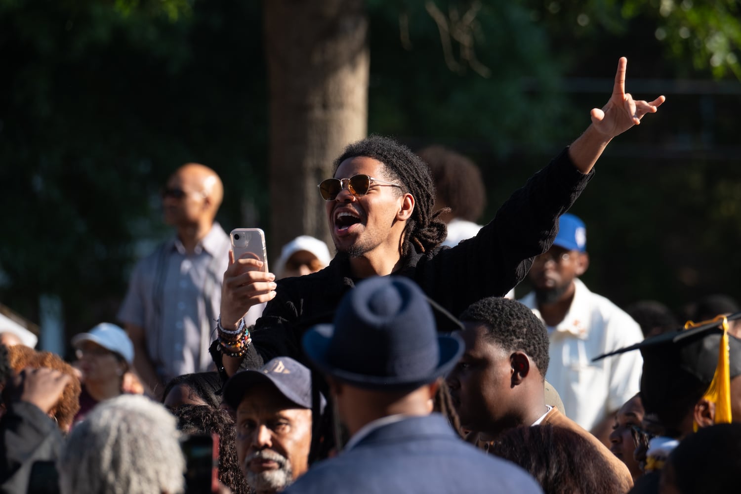 People attend the Morehouse College graduation Sunday, May 17, 2026. (Ben Gray for the AJC)