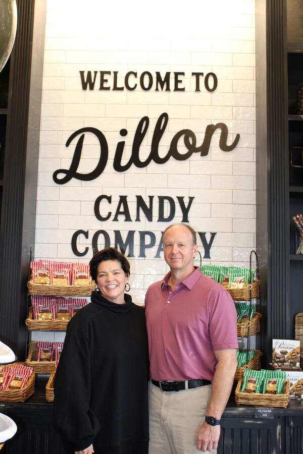 Tom Cook, shown here with his wife Amy, is the third generation of his family to operate Dillon Candy Company. (Courtesy of Dillon Candy Company/Jill Holloway, the Thomasville Times-Enterprise)