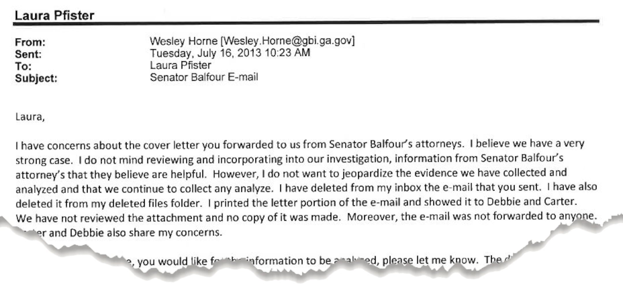 Correspondence in Balfour case