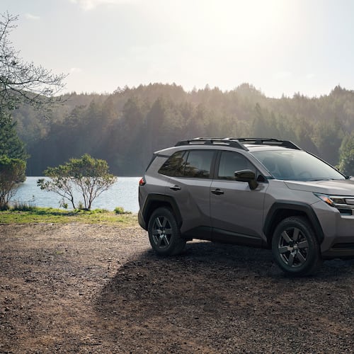 This photo provided by Toyota shows the 2026 RAV4 small SUV. Properly equipped, the RAV4 can tow up to 3,500 pounds. (Courtesy of Toyota Motor Sales U.S.A. via AP)