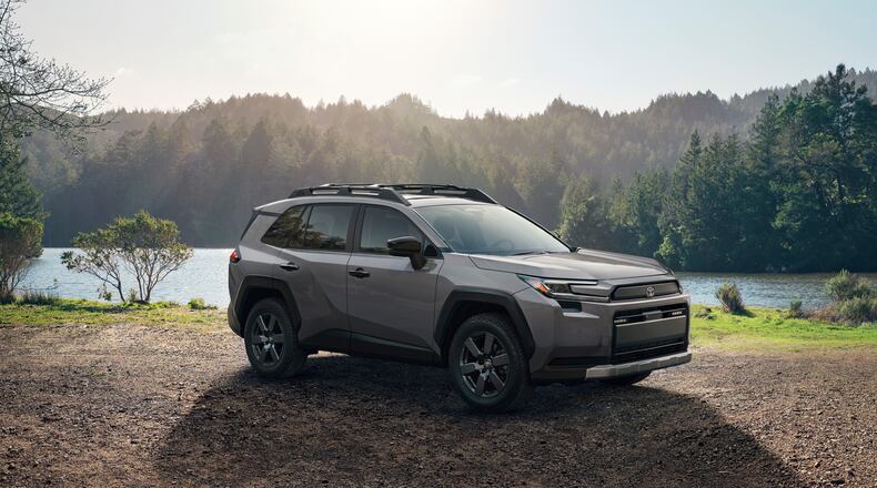 This photo provided by Toyota shows the 2026 RAV4 small SUV. Properly equipped, the RAV4 can tow up to 3,500 pounds. (Courtesy of Toyota Motor Sales U.S.A. via AP)