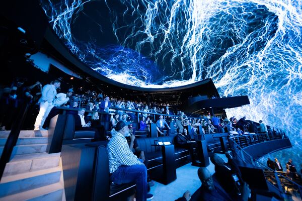 With current locations in Los Angeles and Dallas, Cosm’s main attraction is an 87-foot diameter LED dome powered by the same technology used in planetariums, projecting sports stars on a cosmic scale. (Courtesy)
