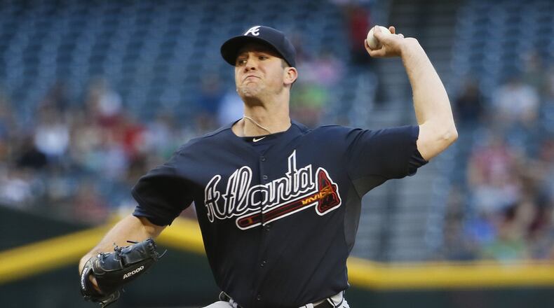 Braves starter Alex Wood throws against the Diamondbacks, Monday, June 1, 2015, in Phoenix. (AP Photo/Matt York)