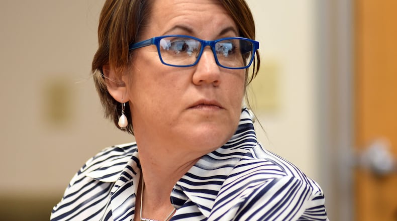 Board of Ethics Officer Stacey Kalberman speaks the DeKalb Board of Ethics meeting Tuesday, August 1, 2017. (Rebecca Breyer)