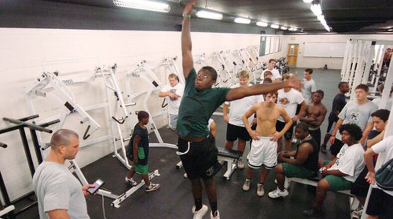 A familiar scene in high school athletic departments — conditioning for the fall sports season — begins Wednesday, June 10, in Cherokee County, but with limitations imposed by the ongoing COVID-19 pandemic. RUDY ISAZA / AJC FILE