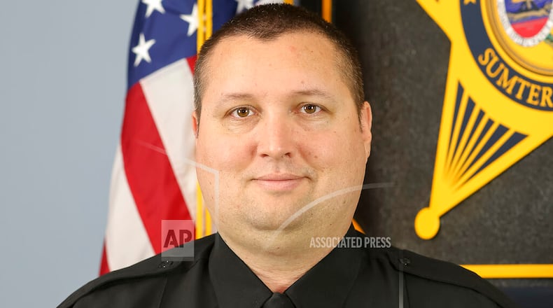 Corporal Andrew Gillette is seen in an undated photo provided by the Sumter County, S.C., Sheriff’s Office. Gillette, died of wounds suffered in the line of duty early Tuesday, Feb. 25, 2020 while attempting to serve a detention order and eviction notice. (Sumter County, S.C Sheriff’s Office via AP)