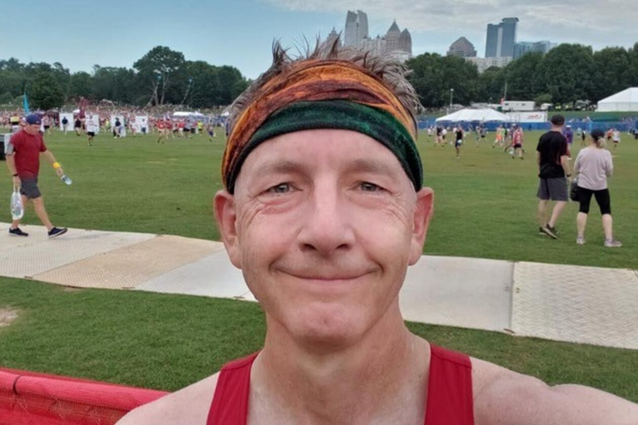 Randy Travis, a long-time Fox 5 investigative reporter until June 2024, has taken part in the AJC Peachtree Road Race 33 times including in 2019, where he took this selfie at Piedmont Park after the race concluded. Courtesy of Randy Travis