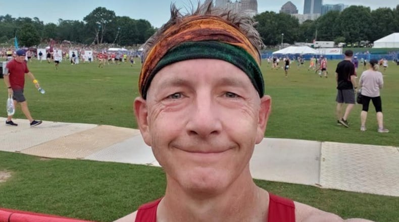 Randy Travis, a long-time Fox 5 investigative reporter until June 2024, has taken part in the AJC Peachtree Road Race 33 times including in 2019, where he took this selfie at Piedmont Park after the race concluded. Courtesy of Randy Travis