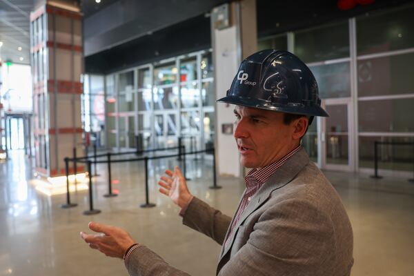 Chris Eachus, a founding partner of CP Group, gives a tour of The Center, formerly CNN Center, in Atlanta on March 30, 2026. (Arvin Temkar/AJC)