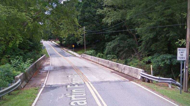 A portion of Martin Farm Road in Suwanee will close this fall when the Georgia Department of Transportation begins replacing the bridge over Suwanee Creek. Courtesy City of Suwanee