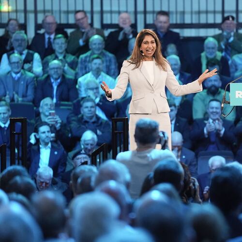 Former British home secretary Suella Braverman speaks during a Reform UK press conference in Westminster, central London, Monday, Jan. 26, 2026. (Stefan Rousseau/PA via AP)