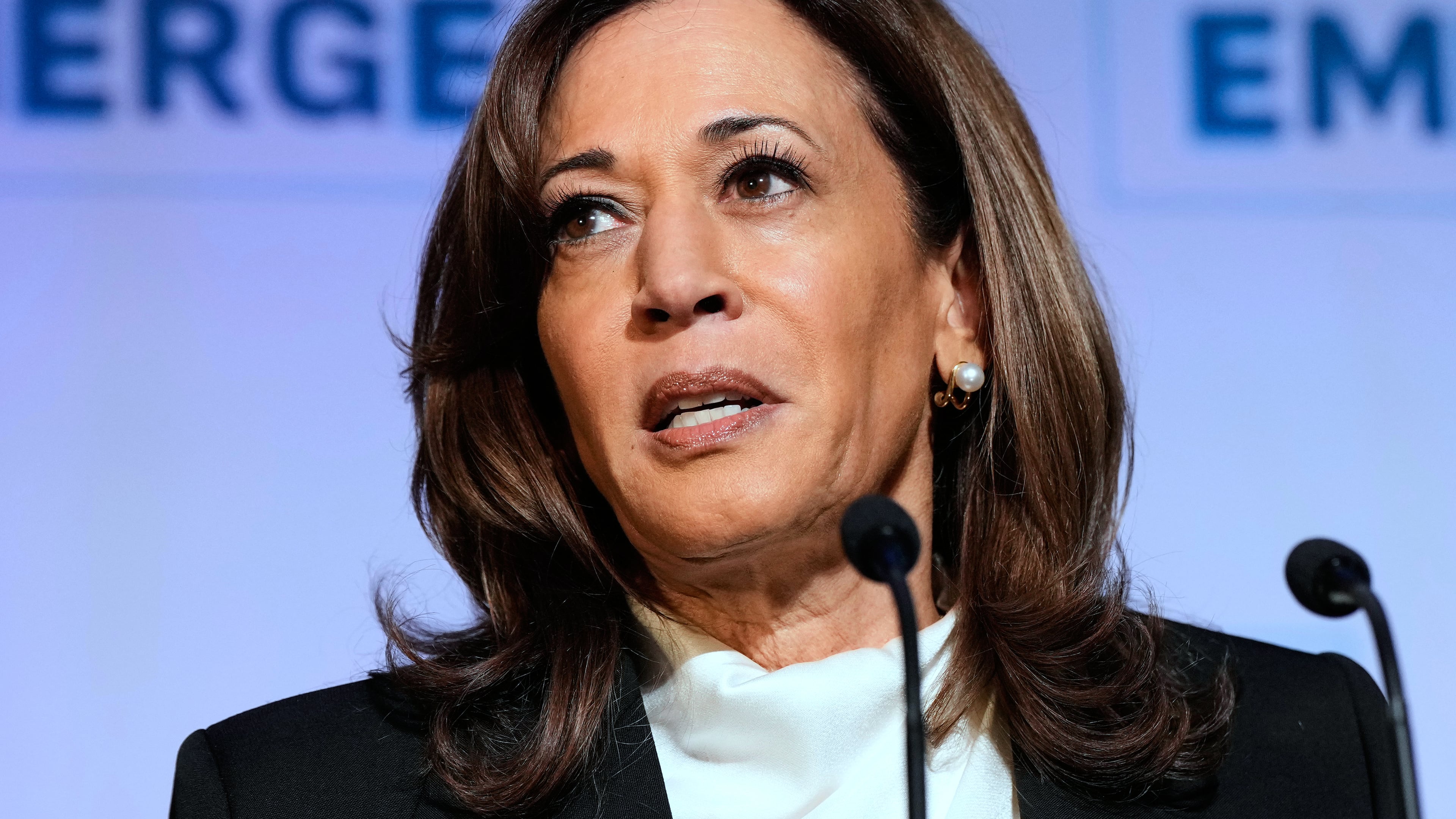 FILE - Former Vice President Kamala Harris delivers the keynote speech at the Emerge 20th Anniversary Gala in San Francisco, April 30, 2025. (AP Photo/Godofredo A. Vásquez, File)