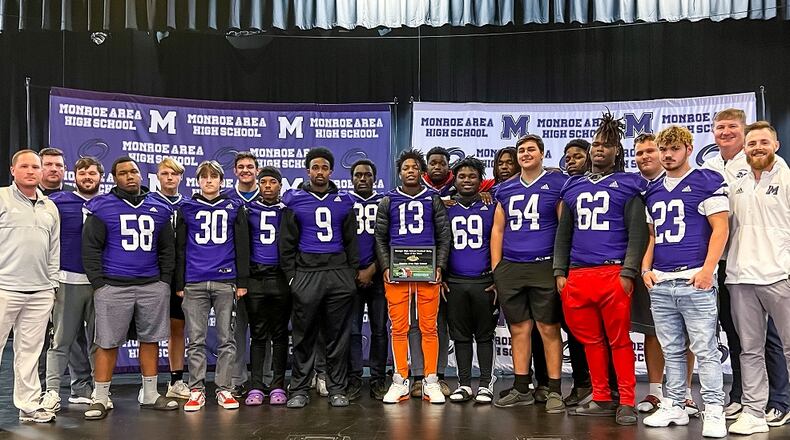 Monroe Area received the Georgia High School Football Daily state Team of the Week award in October after beating Oconee County. Monroe Area is now No. 1 in the Class 3A rankings entering the 2021 playoffs.
