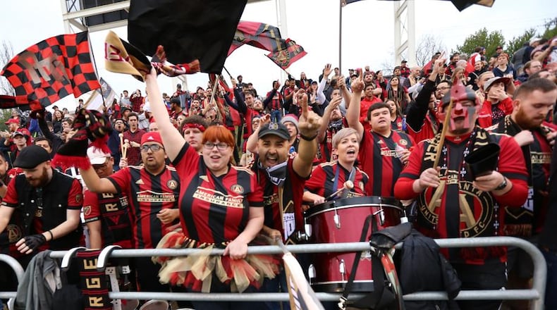 Atlanta United supporters cheer on the team on Saturday in Chattanooga. (Miguel Martinez)