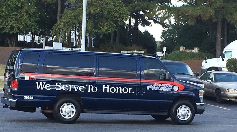 OCTOBER 19, 2016 – An Atlanta Police Department van carrying APD officers arrives at the Georgia Diagnostic and Classification Prison near Jackson, where the state’s execution chamber is located. Gregory Paul Lawler, 63, was executed by lethal injection Wednesday night, Oct. 19, 2016, for murdering Atlanta Police Officer John “Rick” Sowa on Oct. 12, 1997, and wounding Officer Pat Cocciolone, leaving her disabled. (Photo: Rhonda Cook/rcook@ajc.com)