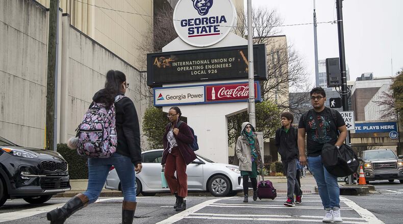 The main campus of Georgia State University will be empty this summer after a decision Thursday by the University System of Georgia to hold summer courses at the state’s 26 public colleges online in response to the pandemic. ALYSSA POINTER / ALYSSA.POINTER@AJC.COM