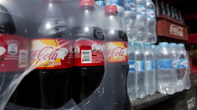 Packages of Coca Cola and Ciel water in plastic inside a delivery truck in the Zona Rosa neighborhood of Mexico City, Mexico, on April 2, 2014. MUST CREDIT: Bloomberg photo by Susana Gonzalez.