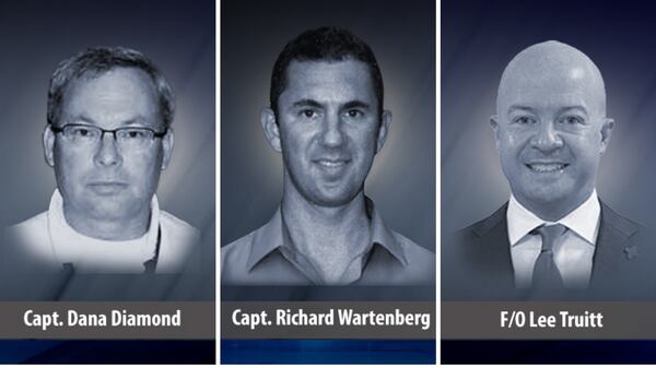 Captain Richard Wartenberg, First Officer Lee Truitt, and International Relief Officer Captain Dana Diamond were operating UPS flight 2976, which crashed while taking off from Louisville, Kentucky on Nov. 4, 2025. They are among those who died in the crash. Courtesy of Independent Pilots Association