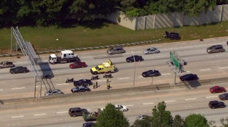 DeKalb police said a man shot himself after being pulled over for speeding on I-20 Thursday afternoon. (Channel 2 Action News)