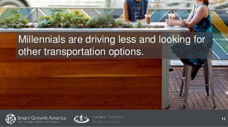 This presentation shows that millenials want roads to be “right sized” and streets to be “complete.” Of course they do.