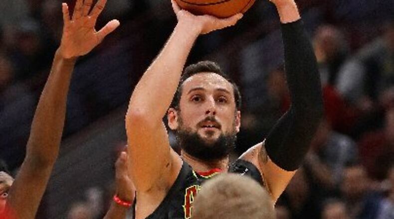 The addition of Marco Belinelli is one reason the Hawks are among the leaders in three-point shooting. (Jonathan Daniel/Getty Images)