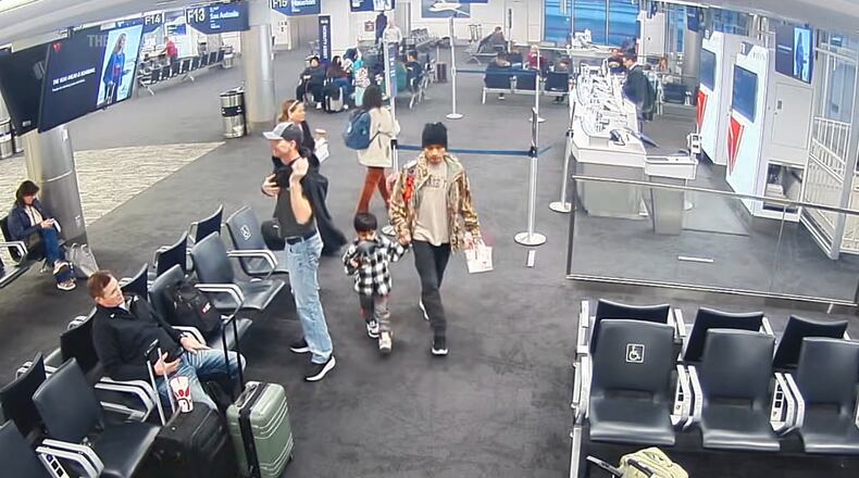 This image from video surveillance provided by MSP Airport Police Department shows Liam Conejo Ramos and Adrian Conejo Arias at the Minneapolis-St. Paul International Airport on Jan. 21, 2026. (MSP Airport Police Department via AP)