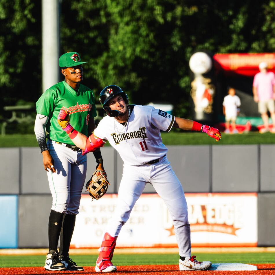 Outfielder Eric Hartman, who plays for High-A Rome, is a rising top prospect for the Braves. (Ryland Scott/Rome Emperors)