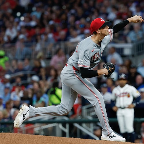 Cincinnati Reds pitcher Brandon Williamson delivers to an Atlanta Braves batter during the first inning of a baseball game, Tuesday, Sept. 22, 2026, in Atlanta. (AP Photo/Erik S. Lesser)