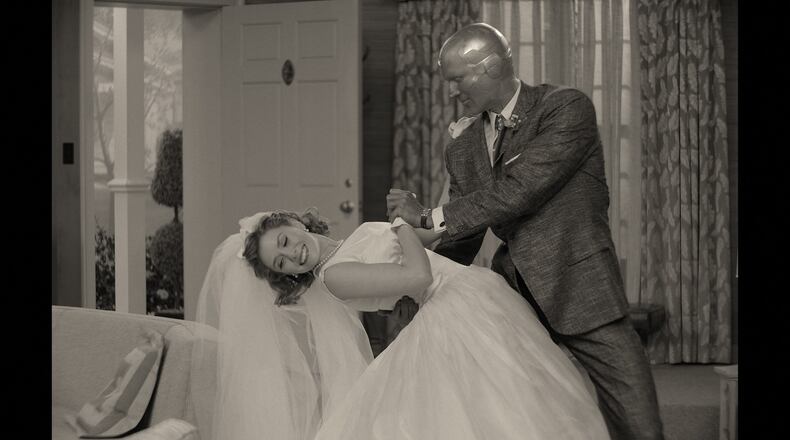 Elizabeth Olsen and Paul Bettany star in Disney+'s new series "WandaVision," which debuted January 15, 2021 and shot in both metro Atlanta and Los Angeles. Photo: DISNEY+