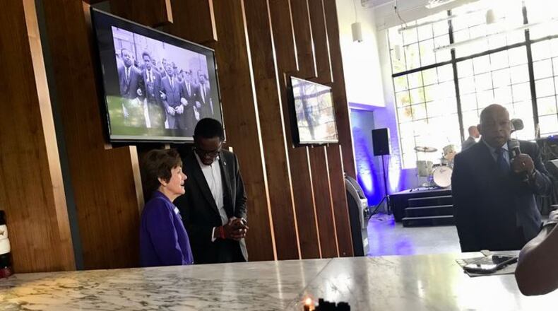 A photo of Atlanta mayoral candidate Mary Norwood at a John Lewis fundraiser -- which she Tweeted out.