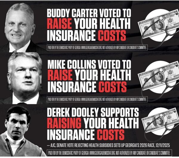 Billboards in Atlanta, Athens and Savannah take aim at Republican candidates for the U.S. Senate. (Courtesy of Democratic Party of Georgia)