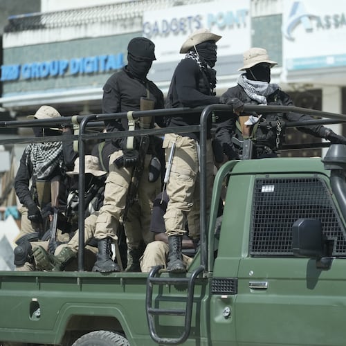 FILE -Police patrol the streets on election day in Zanzibar, Tanzania, Oct. 30, 2025. (AP Photo, File)