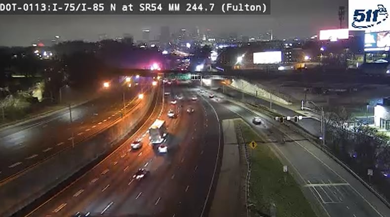 A fatal crash blocked southbound traffic on Atlanta’s Downtown Connector early Friday. (Georgia Department of Transportation)