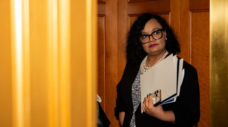 U.S. Rep. Nikema Williams is setting the stage to step down as chair of the Democratic Party of Georgia amid growing pressure after Donald Trump won the state on his way to recapturing the White House. (Nathan Posner for The Atlanta Journal-Constitution)