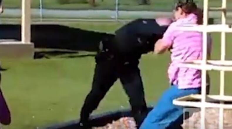 A LaGrange police officer was punched in the face April 2, 2016, while responding to a routine call. (Credit: Channel 2 Action News via LaGrange Daily News)