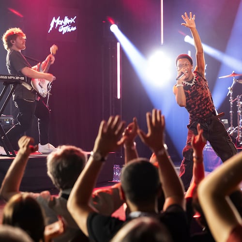 FILE - American singer-songwriter, David Anthony Burke, aka D4vd, performs on the Casino stage during the 58th Montreux Jazz Festival (MJF), in Montreux, Switzerland, July 19, 2024. (Cyril Zingaro/Keystone via AP, File)