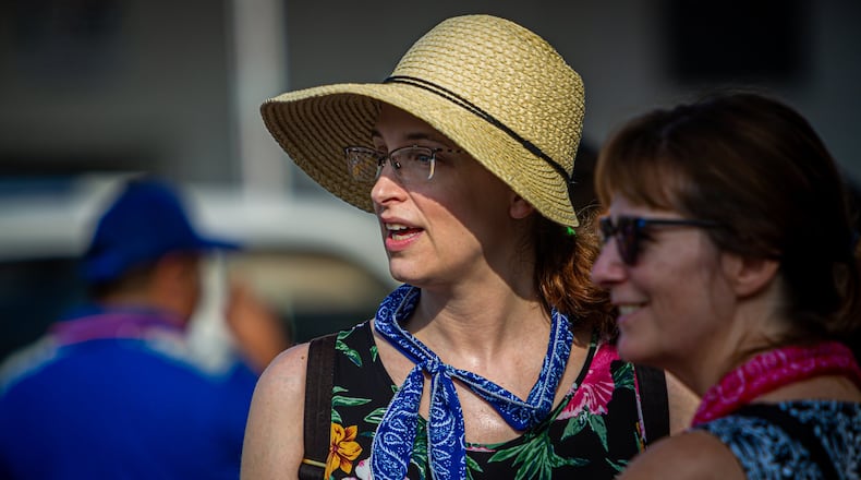 Traci Feit Love with her interpreter Julie Manrique in Matamoros, Mexico, last August. Matamoros is one of the border cities where asylum-seekers can wind up while awaiting the outcome of their immigration cases in the U.S. CONTRIBUTED BY MICHAEL NIGRO