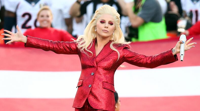 Lady Gaga sang the national anthem before last year's Super Bowl.