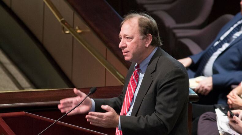 Dekalb County Board of Education Vice Chairman Marshall Orson speaks about his concern with the annexation of Emory University and its impact on the Dekalb County school district during the Atlanta City Council meeting on Dec. 4, 2017. ALYSSA POINTER/ALYSSA.POINTER@AJC.COM