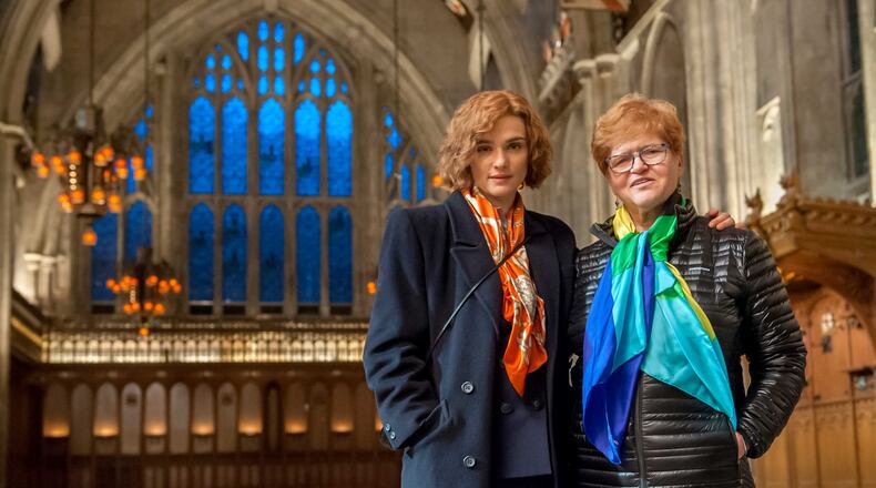 Actress Rachel Weisz and Emory University Professor Deborah E. Lipstadt on the set of the film “Denial” which opens Friday in Atlanta.Laurie Sparham/Bleecker Street