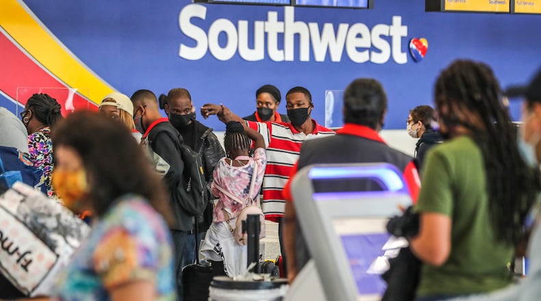 October 11, 2021 Atlanta: Southwest Airlines at Hartsfield-Jackson.  (John Spink / John.Spink@ajc.com)
