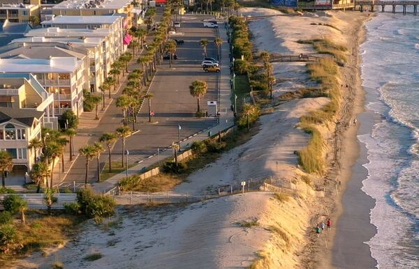 The dune at 18th Street on Tybee Island protects the street beyond from storm surges and is covered in vegetation that help anchor the dune.