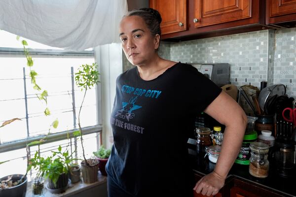 Priscilla Grim is seen on April 18, 2025, at her apartment in New York. (AP Photo/Julia Demaree Nikhinson)