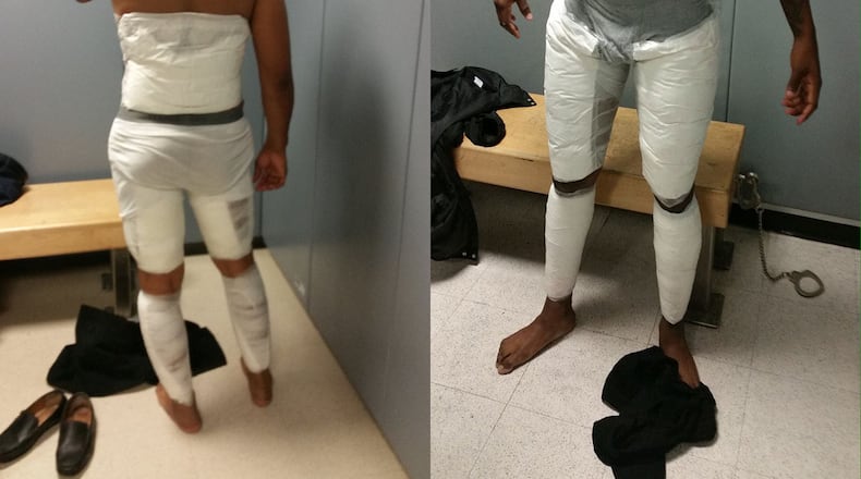 Authorities arrested two men at John F. Kennedy International Airport on Wednesday, April 19, 2017, after they were found with pounds of cocaine hidden under their pants, according to U.S. Customs and Border Protection officers.